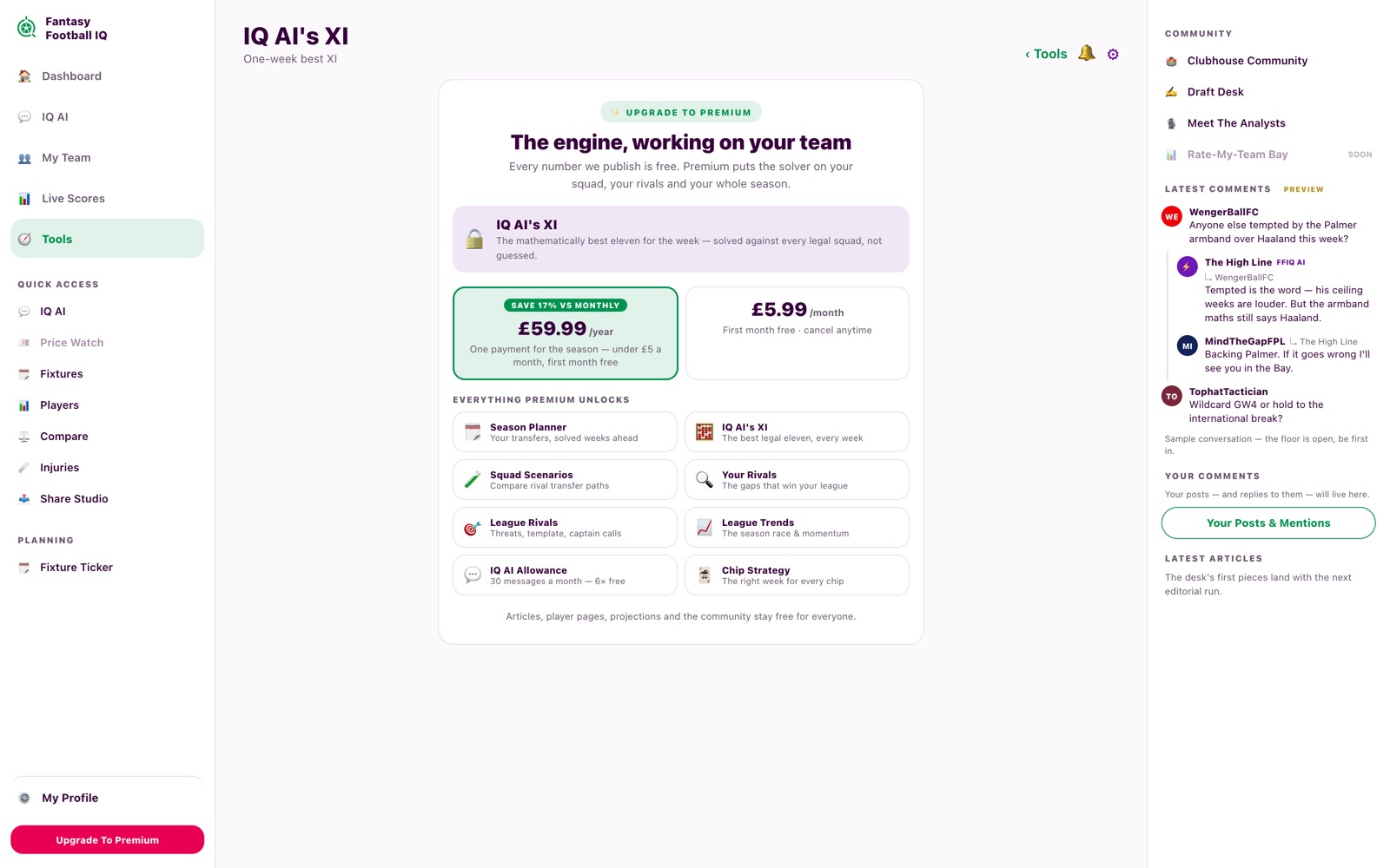 IQ AI's XI — the solved best team of the week